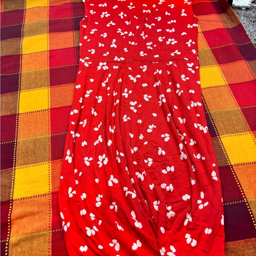 Boden Red Jersey Floral Midi Dress - Picture 7 of 14